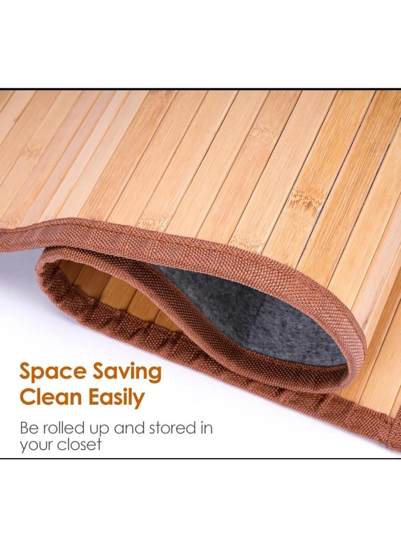 APLUS Natural Bamboo Bath Mat - Bathroom & Kitchen Mats, Bath Mat Accessories for Bathtub, Spa, Sauna Floor and Shower Door (Pile, Standard 45cm x 80cm) - Image 2